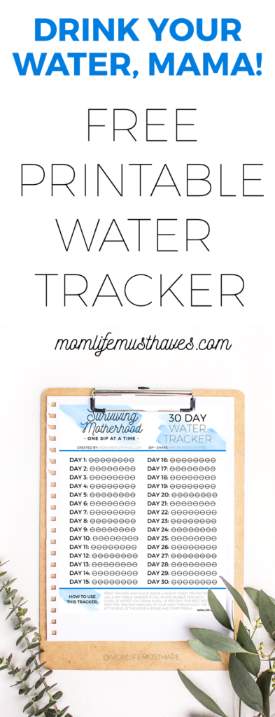 Free Printable Water Tracker // Surviving Motherhood water bottle from momlifemusthaves.com